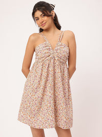 DressBerry Springtime Staple Ruched Seersucker A-Line MIni Dress
