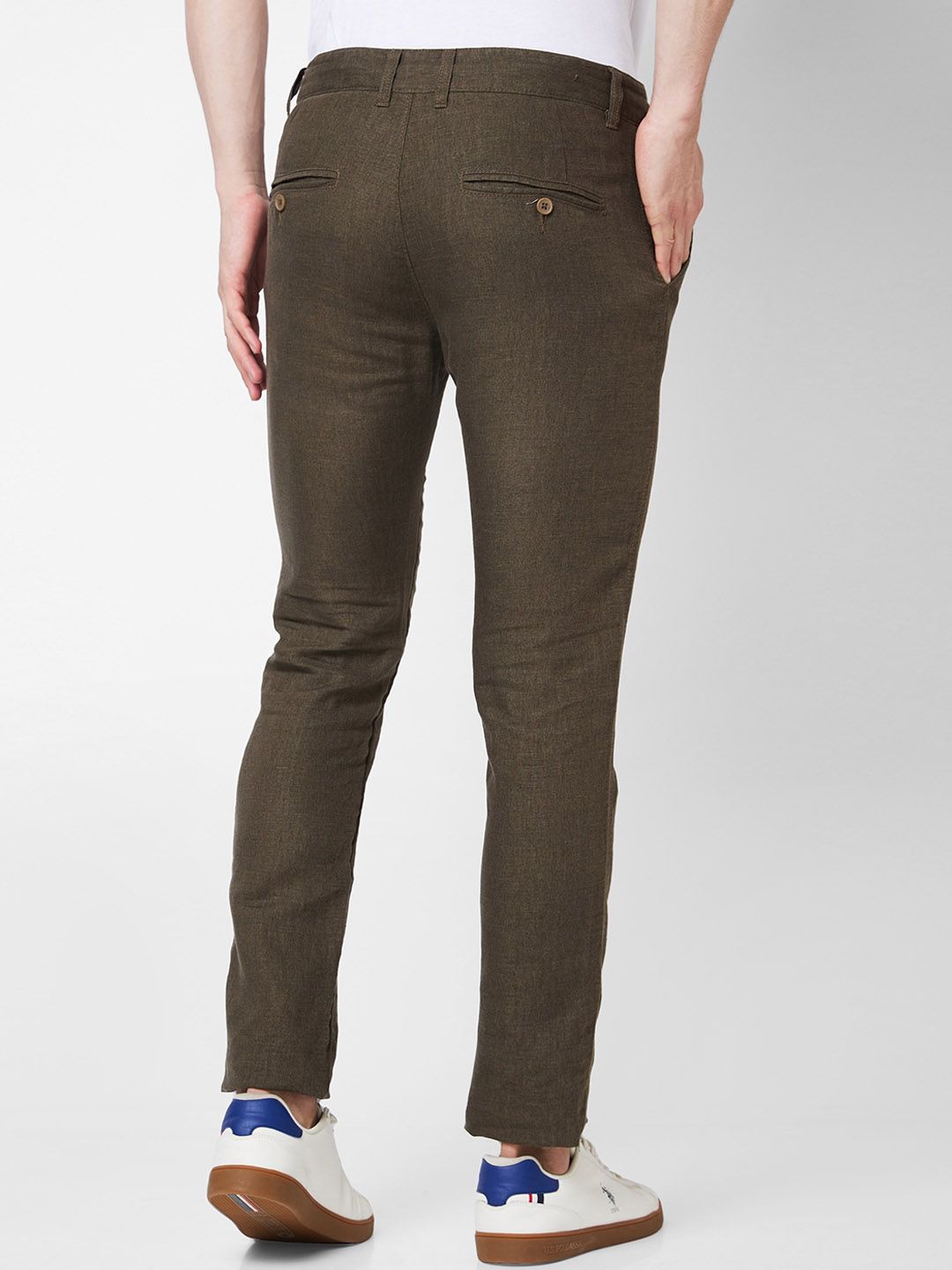 SPYKAR Men Mid Rise Linen Regular Fit Chinos Trousers
