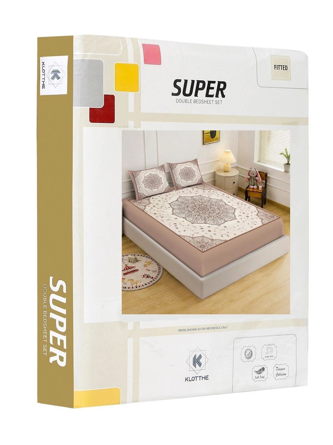 KLOTTHE Cream-Coloured & Brown Floral 400 TC King Bedsheet with 2 Pillow Covers