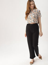 DressBerry Women Black Regular Mid-Rise Trousers