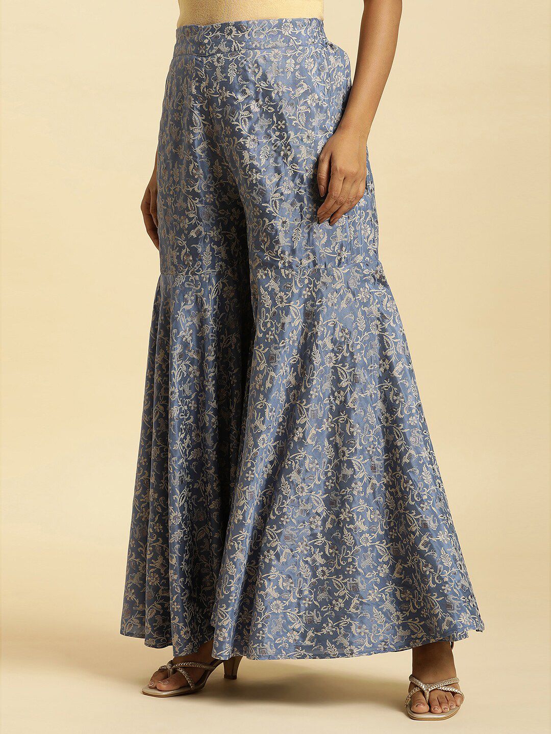 W Women Floral Printed Flared Ethnic Palazzos