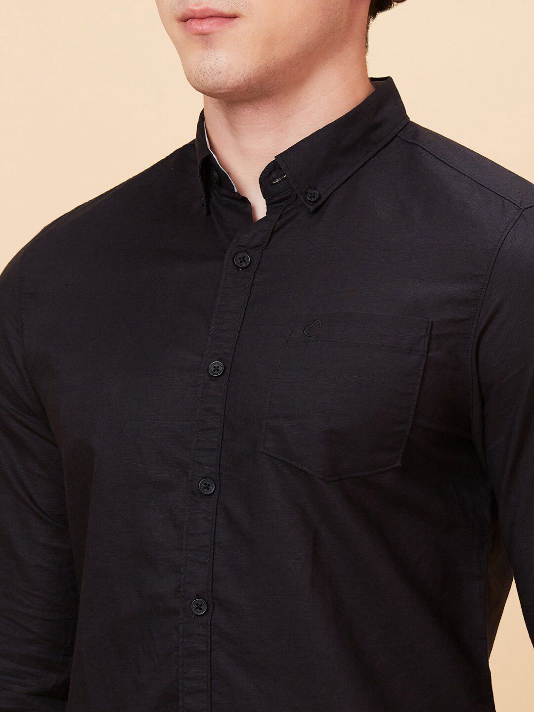 Being Human Button-Down Collar Slim Fit Linen Cotton Casual Shirt