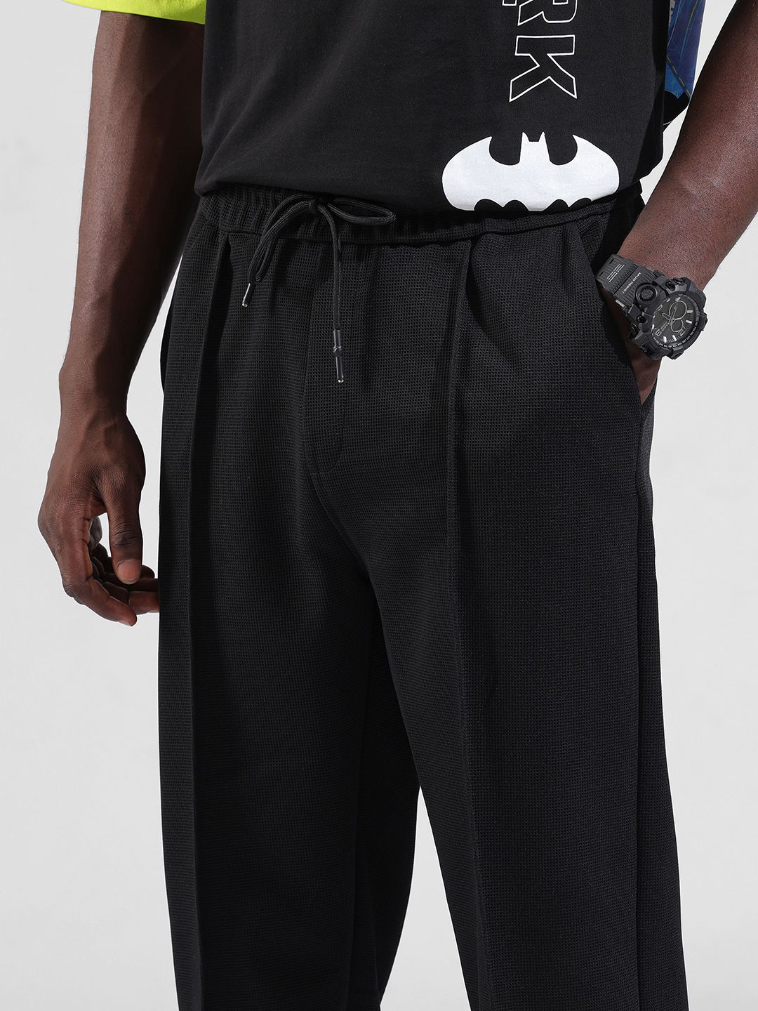 The Indian Garage Co Men Loose Fit Textured Waffle Jogger