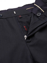 Raymond Men Mid-Rise Self Design Slim Fit Textured Formal Trousers