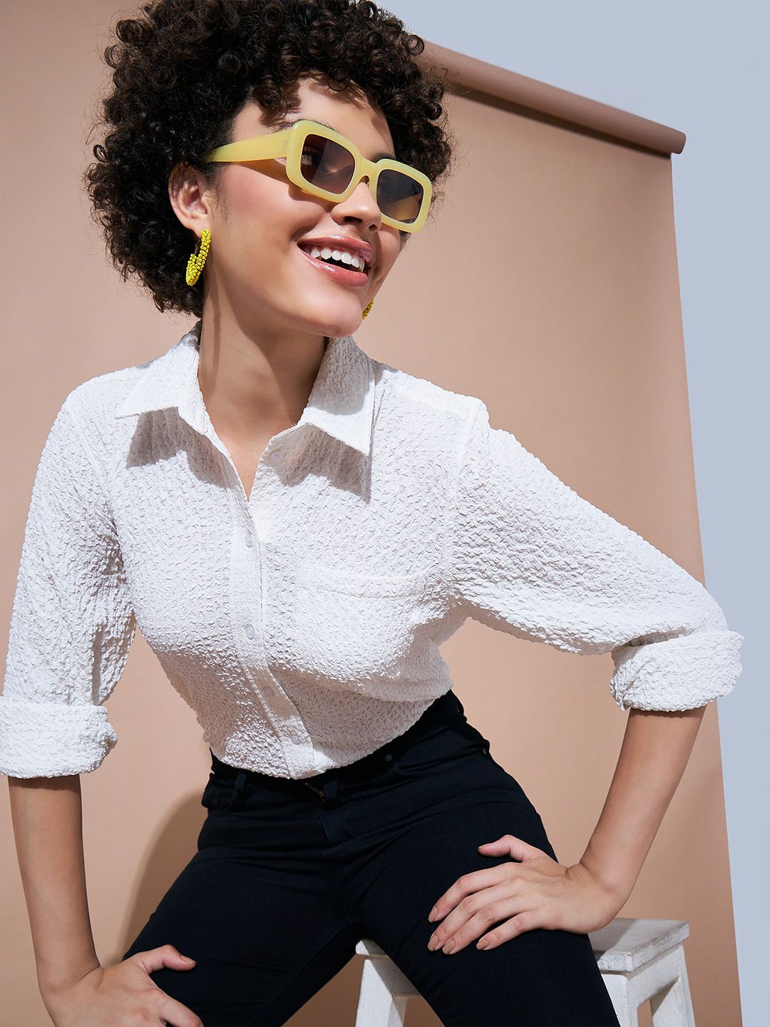 SASSAFRAS BASICS Self Designed Casual Shirt