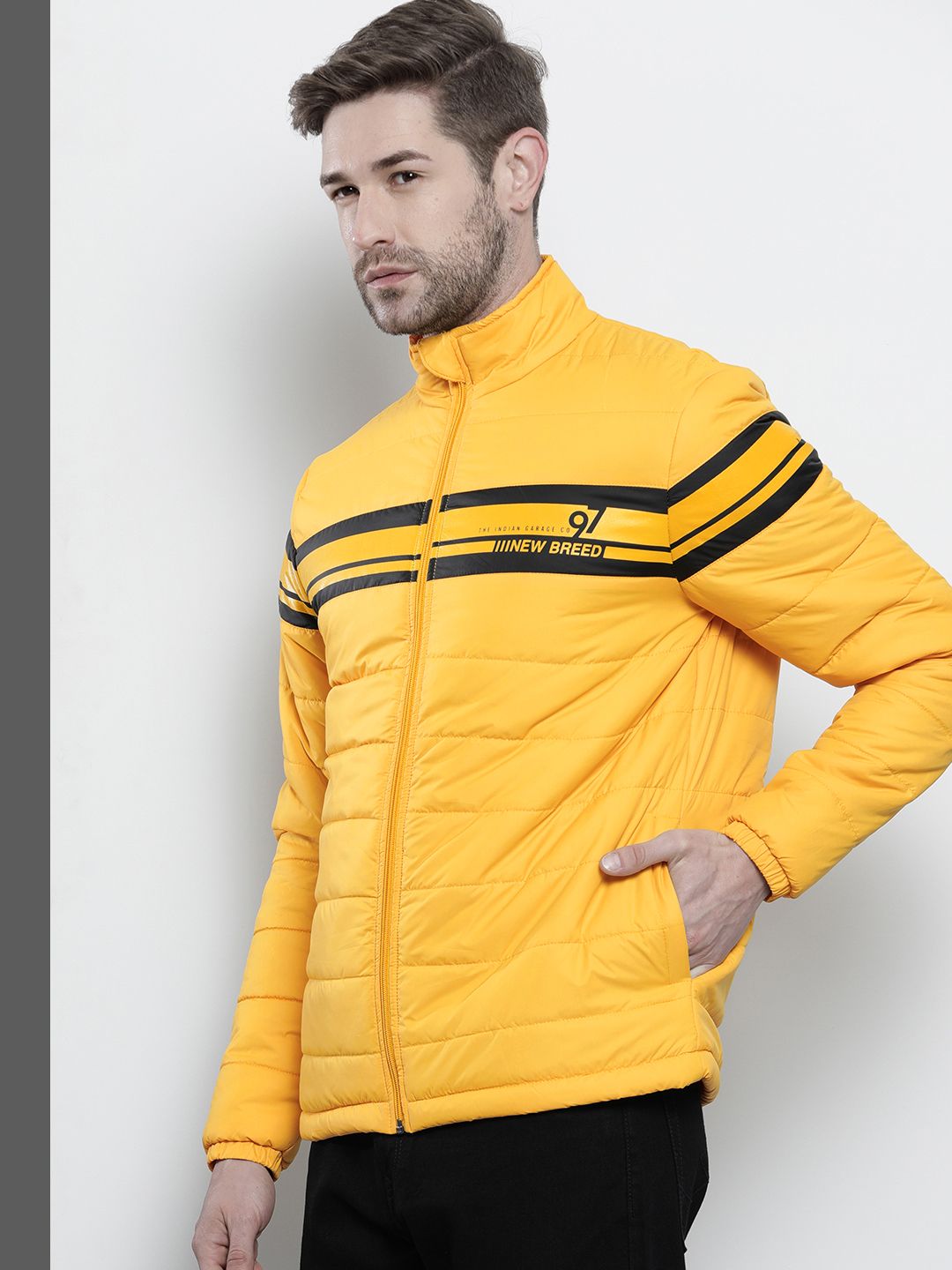 The Indian Garage Co Men Zip-Front Slim Fit Bomber Jacket