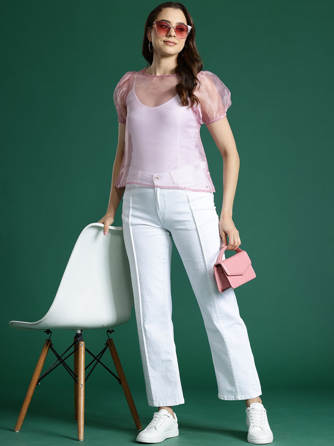 DressBerry Puff Sleeve Sheer Top