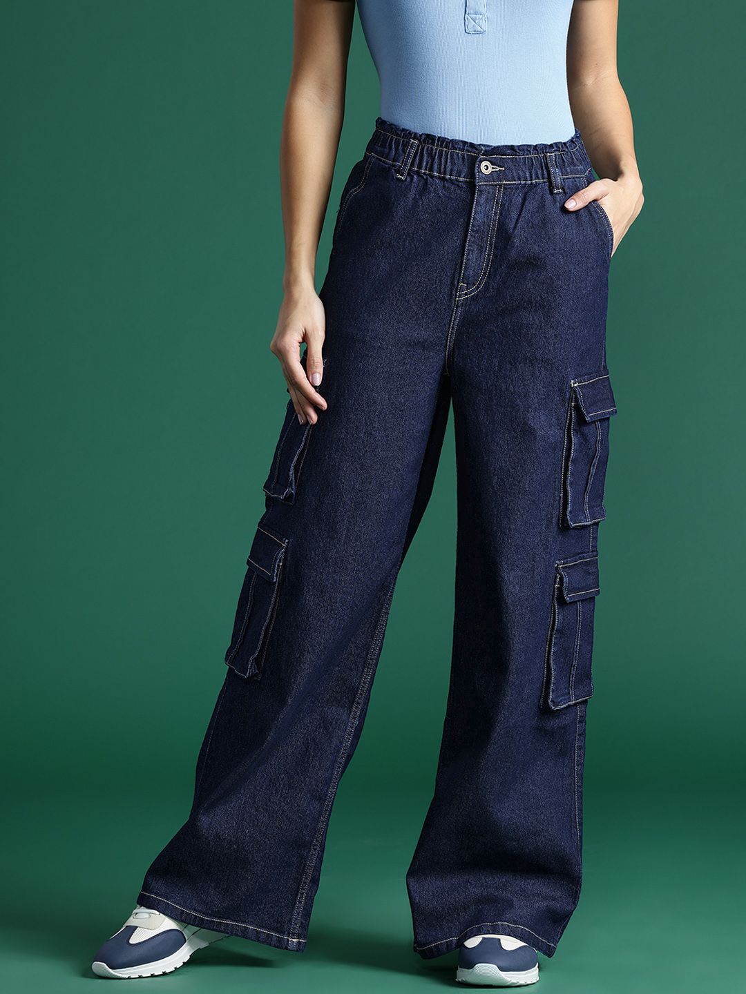 DressBerry Women Straight Fit Stretchable Cargo Jeans