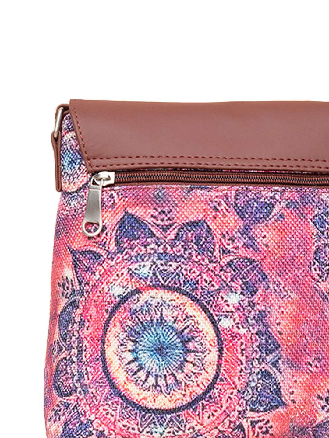 ZOUK Pink Printed Bucket Sling Bag