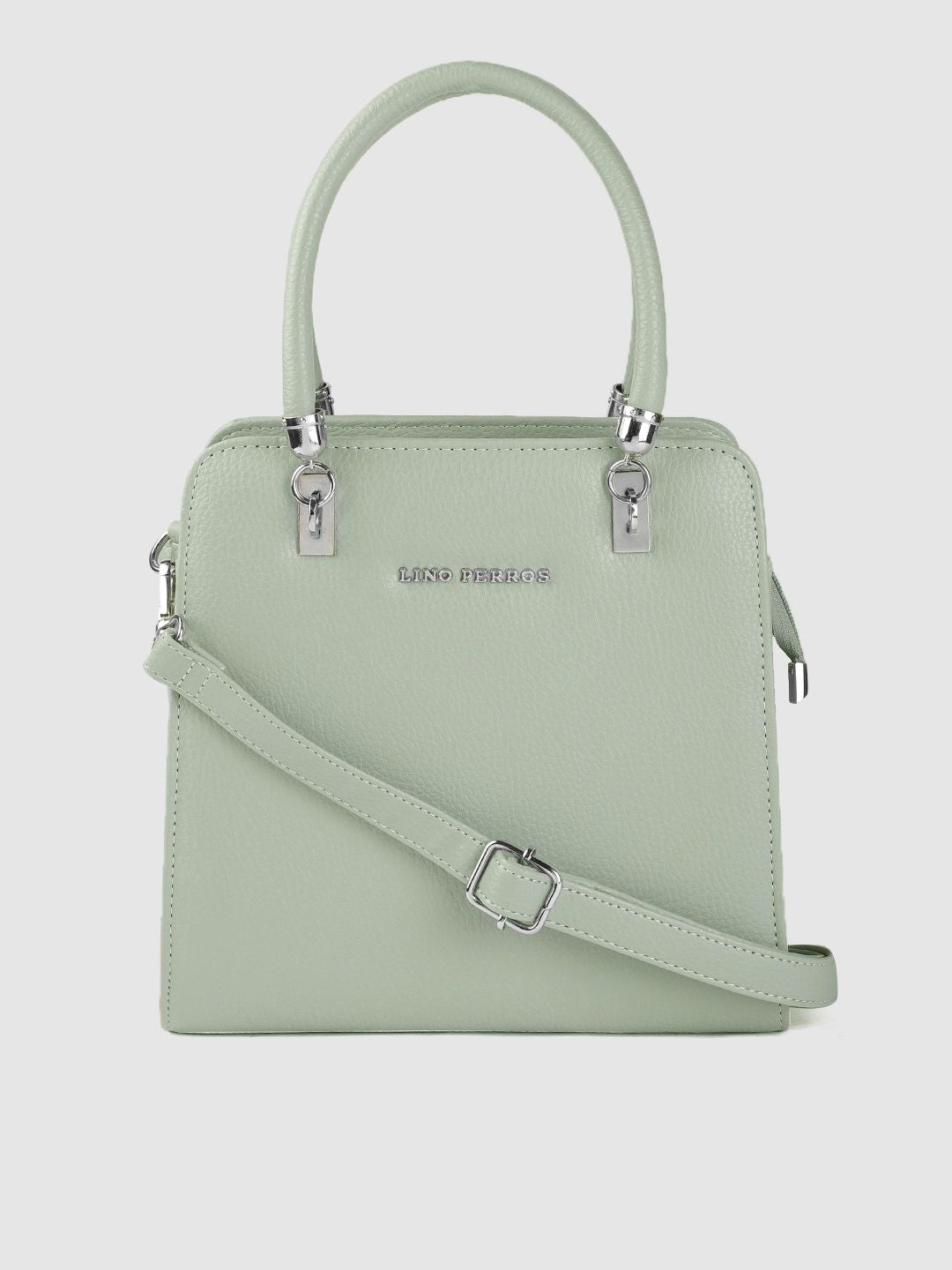 Lino Perros Sea Green Solid Structured Handheld Bag
