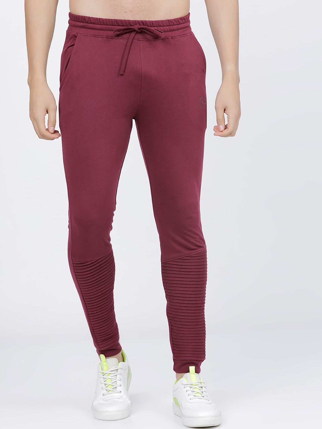 The Indian Garage Co Men Burgundy Solid Slim-Fit Joggers