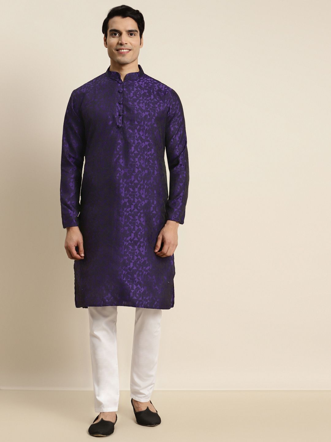 SOJANYA Men Woven Design Jacquard Straight Kurta