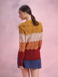 DressBerry Colourblocked Open Knit Pullover