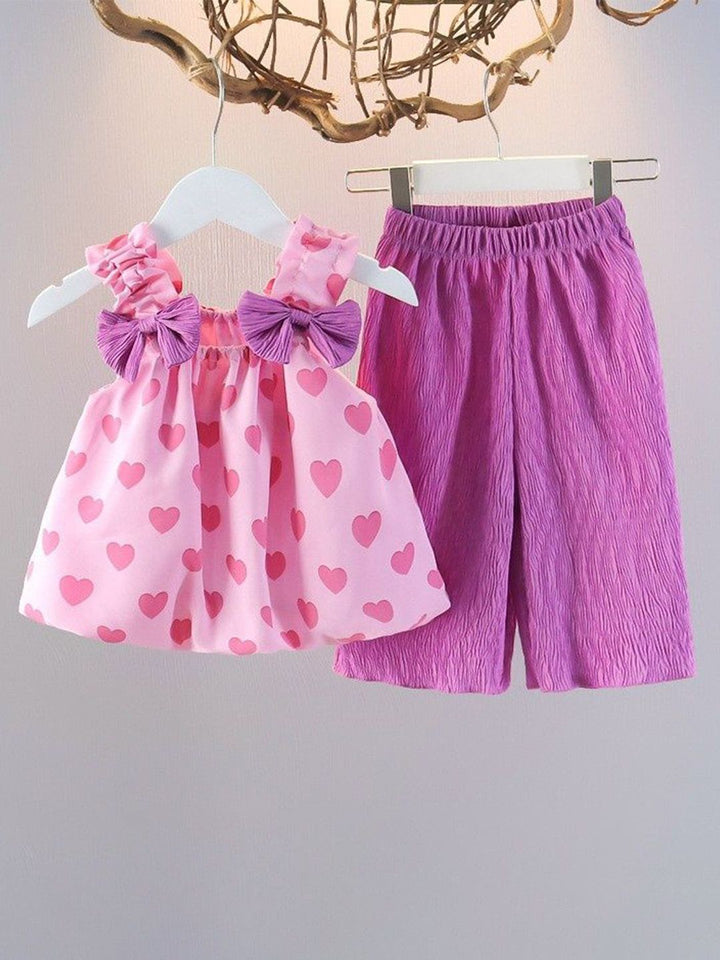 YK Girls Printed Top with Trousers