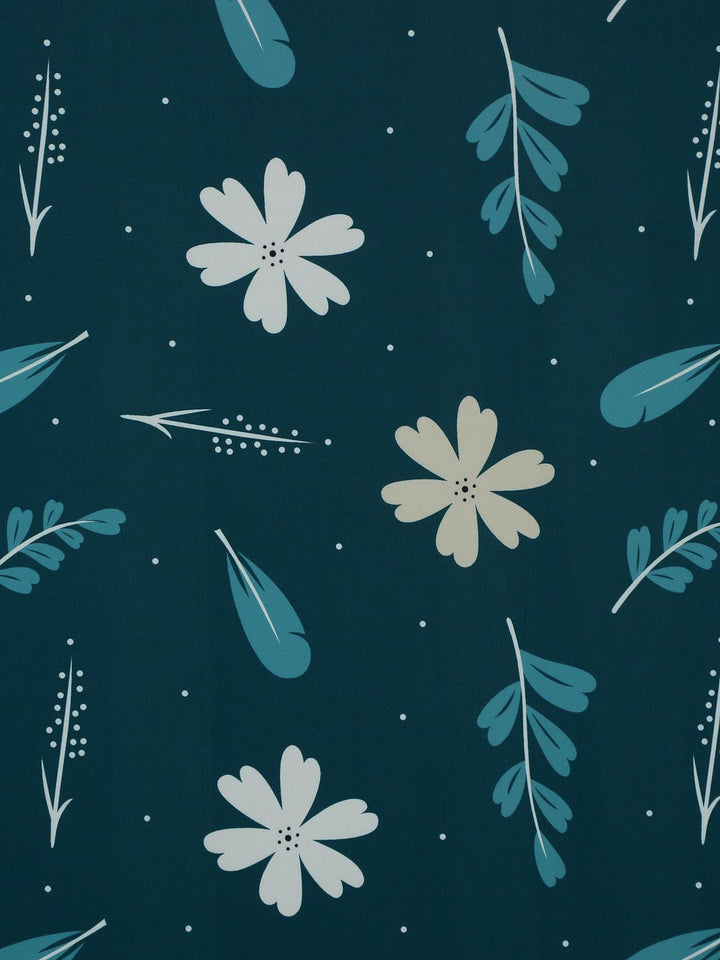 Cortina  Teal Green Set Of 2 Digital Printed Window Curtains