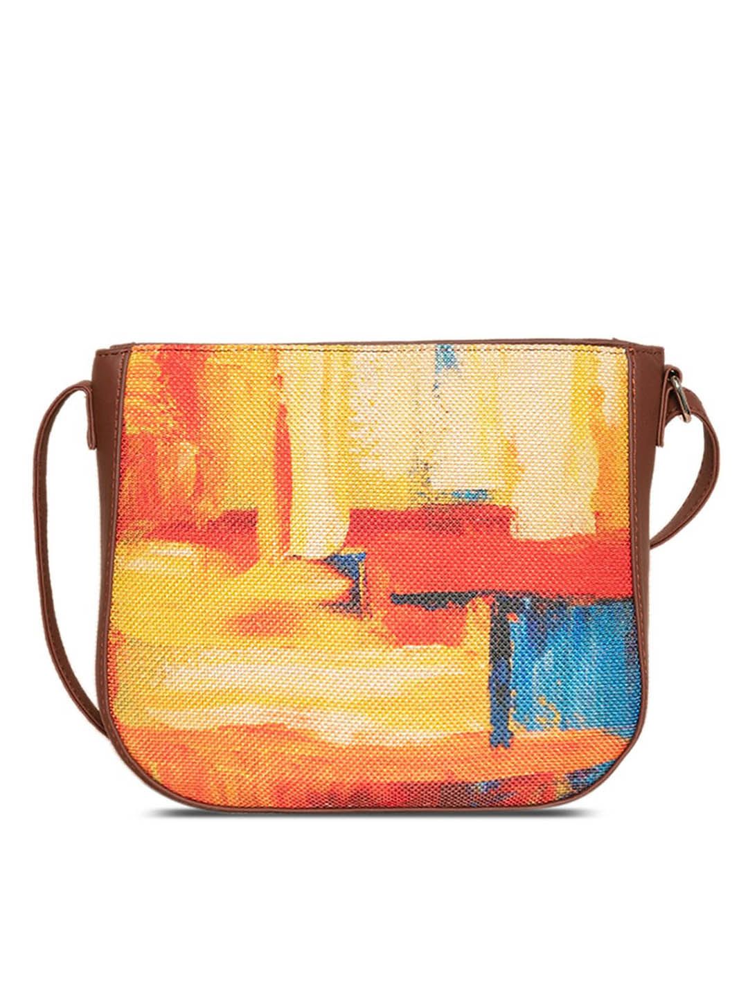 ZOUK Multicoloured Colourblocked Structured Sling Bag with Tasselled