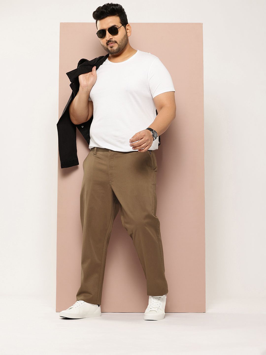 Thomas Scott Men Plus Size Straight Fit Easy Wash Chinos Trousers