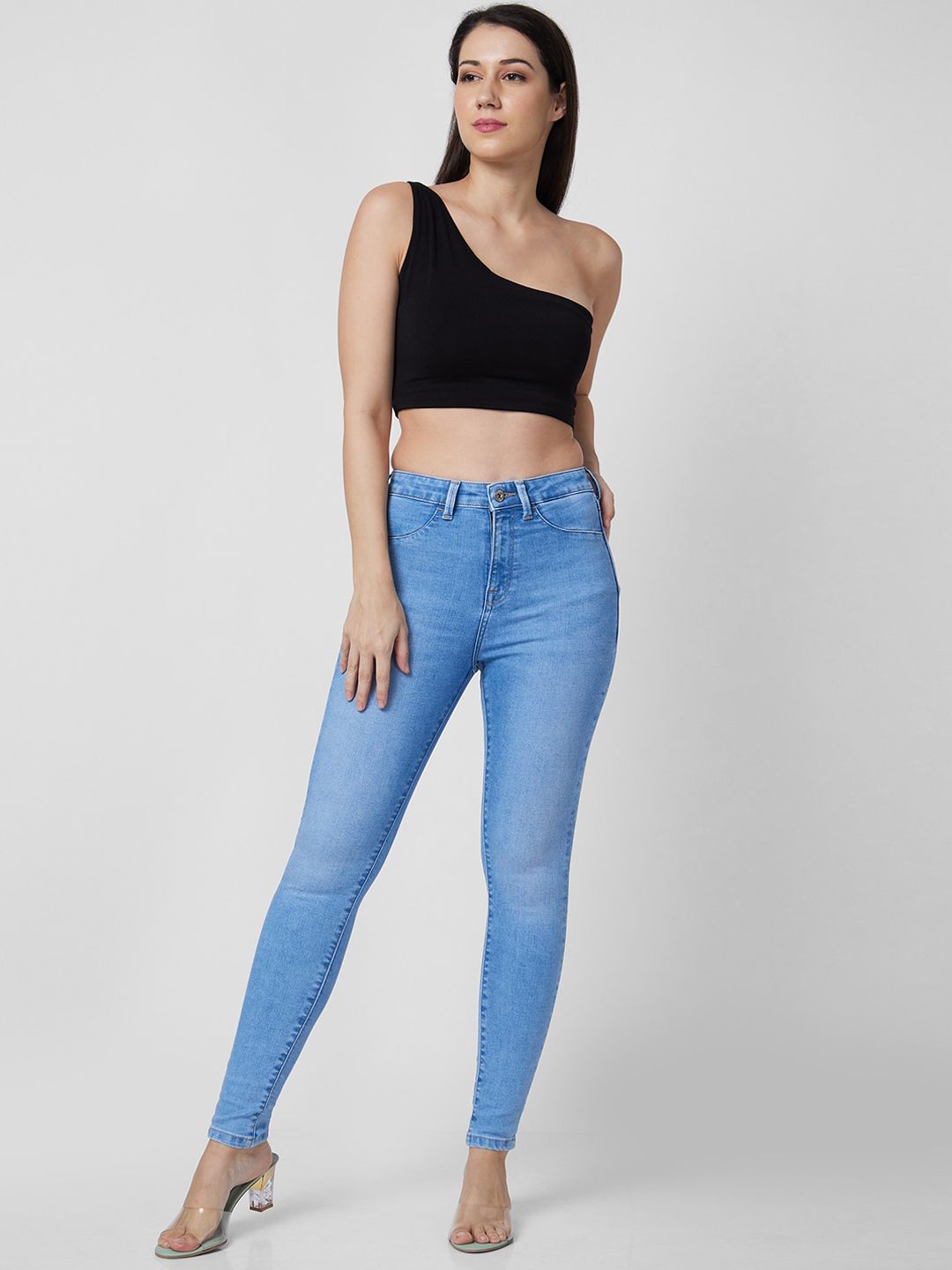 SPYKAR Women Super Slim Fit High-Rise Heavy Fade Jeans