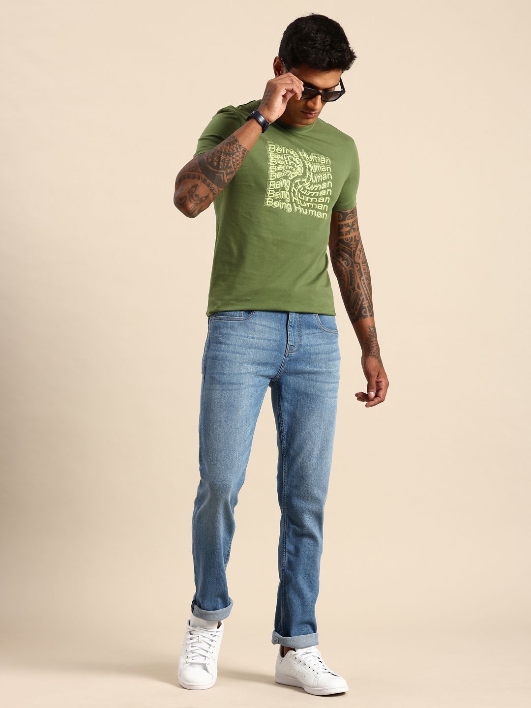 Being Human Brand Logo Printed Pure Cotton T-shirt