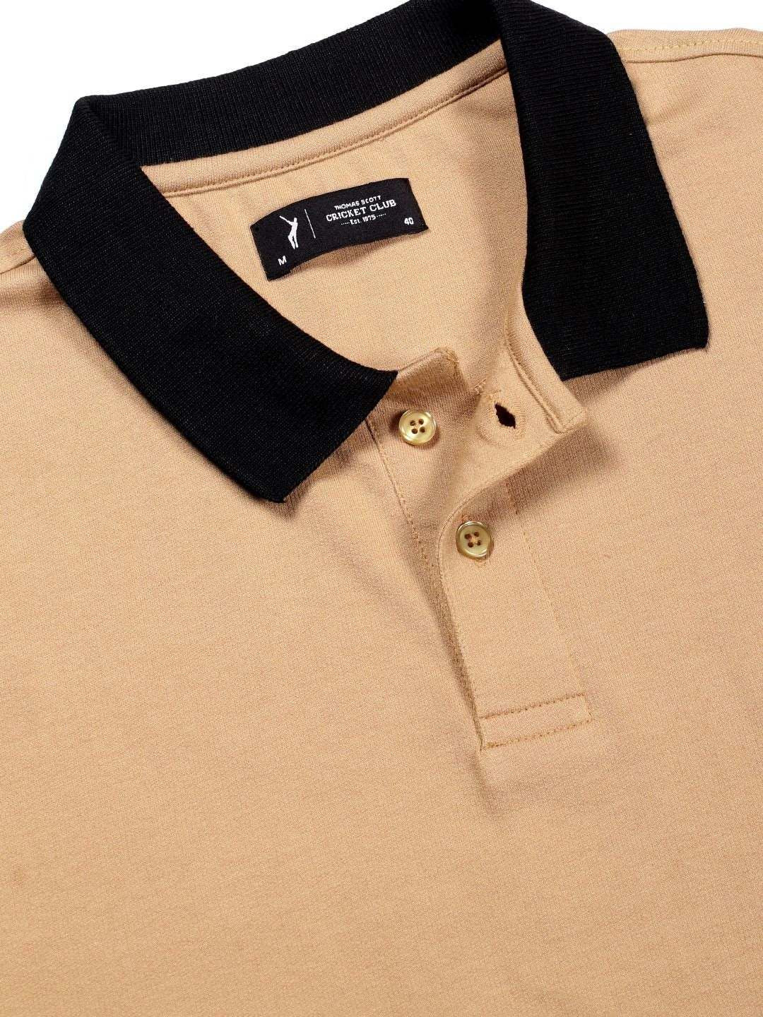 Thomas Scott Men Solid Polo Collar Cotton T-shirt