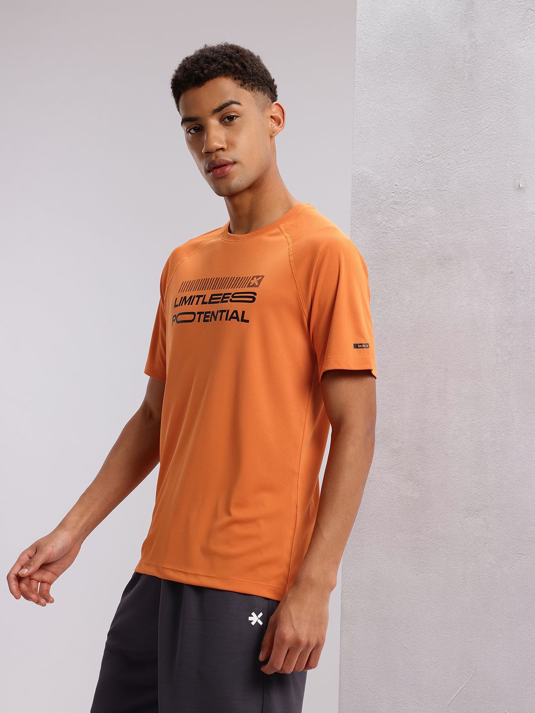HRX by Hrithik Roshan Typography Print Raglan Sleeves Training T-shirt
