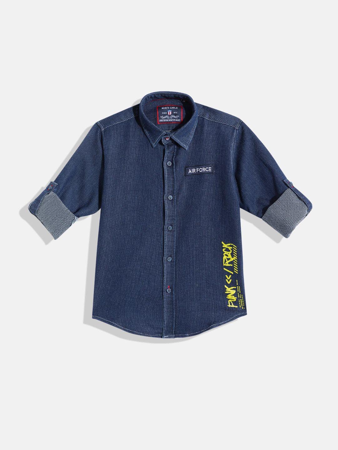 Monte Carlo Boys Printed Textured Smart Fit Shirt