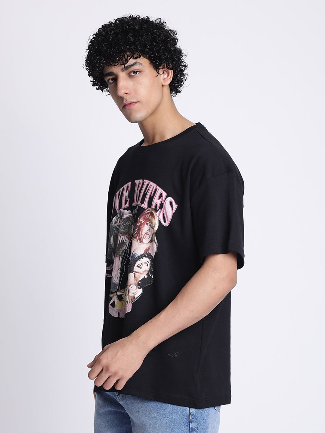 Bene Kleed Men Graphic Printed Round Neck Cotton Oversized T-shirt