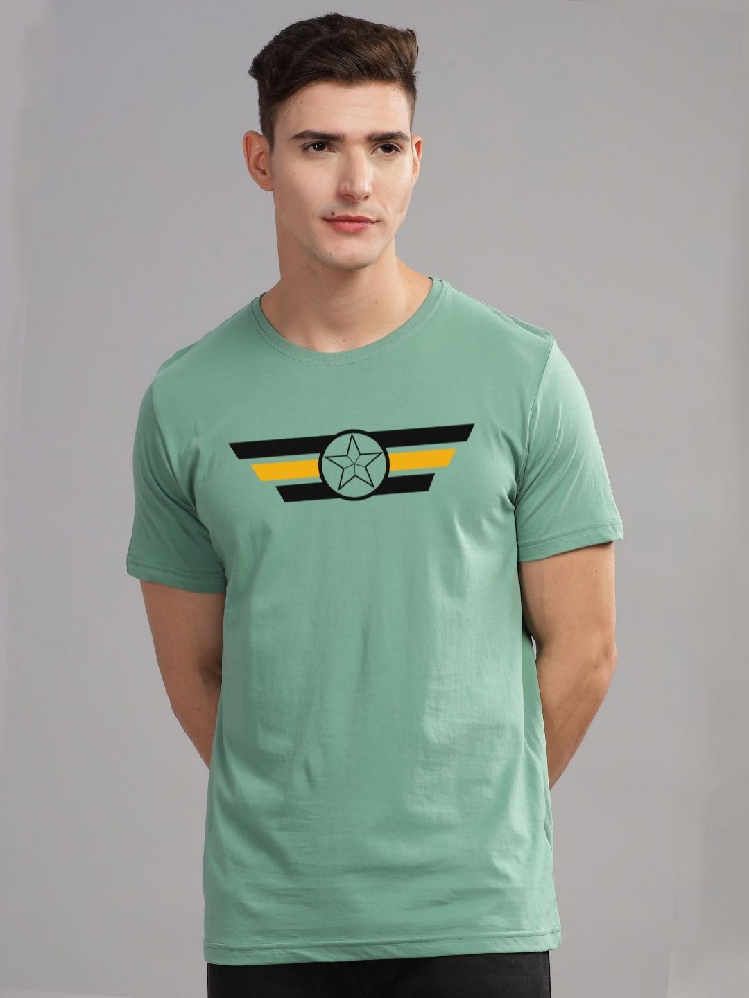 ADRO Men Printed Applique T-shirt
