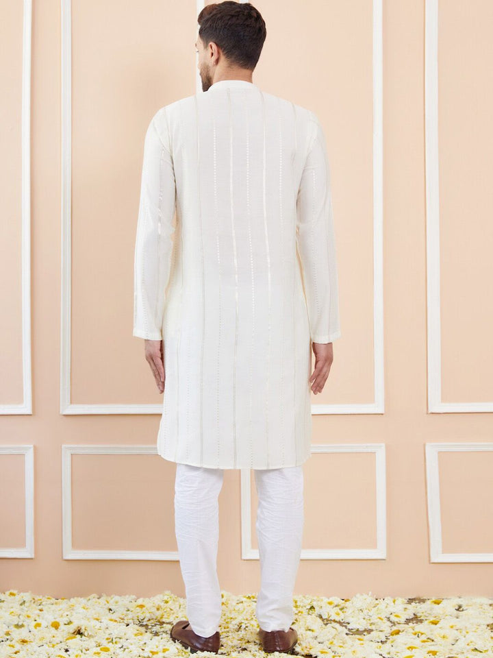 See Designs Mandarin Collar Long Sleeves Chanderi Silk Kurta