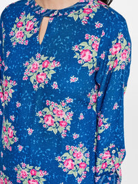 Global Desi Floral Printed Keyhole Neck Kurta