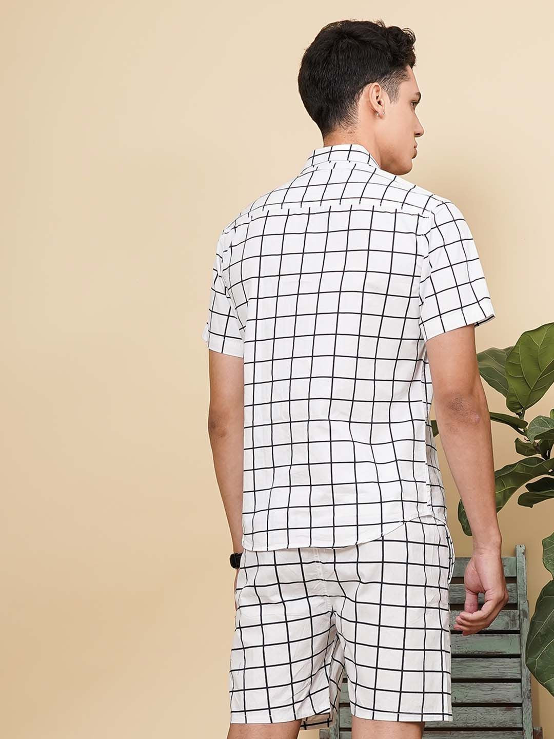 The Indian Garage Co Men Pure Cotton Checked Night suit