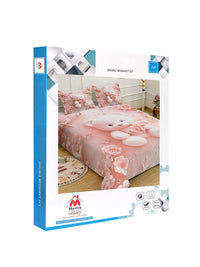 Myntra Elegant Pink Cartoon Printed 400 TC King 7D Cadar & 2 Sarung Bantal 250X225 cm