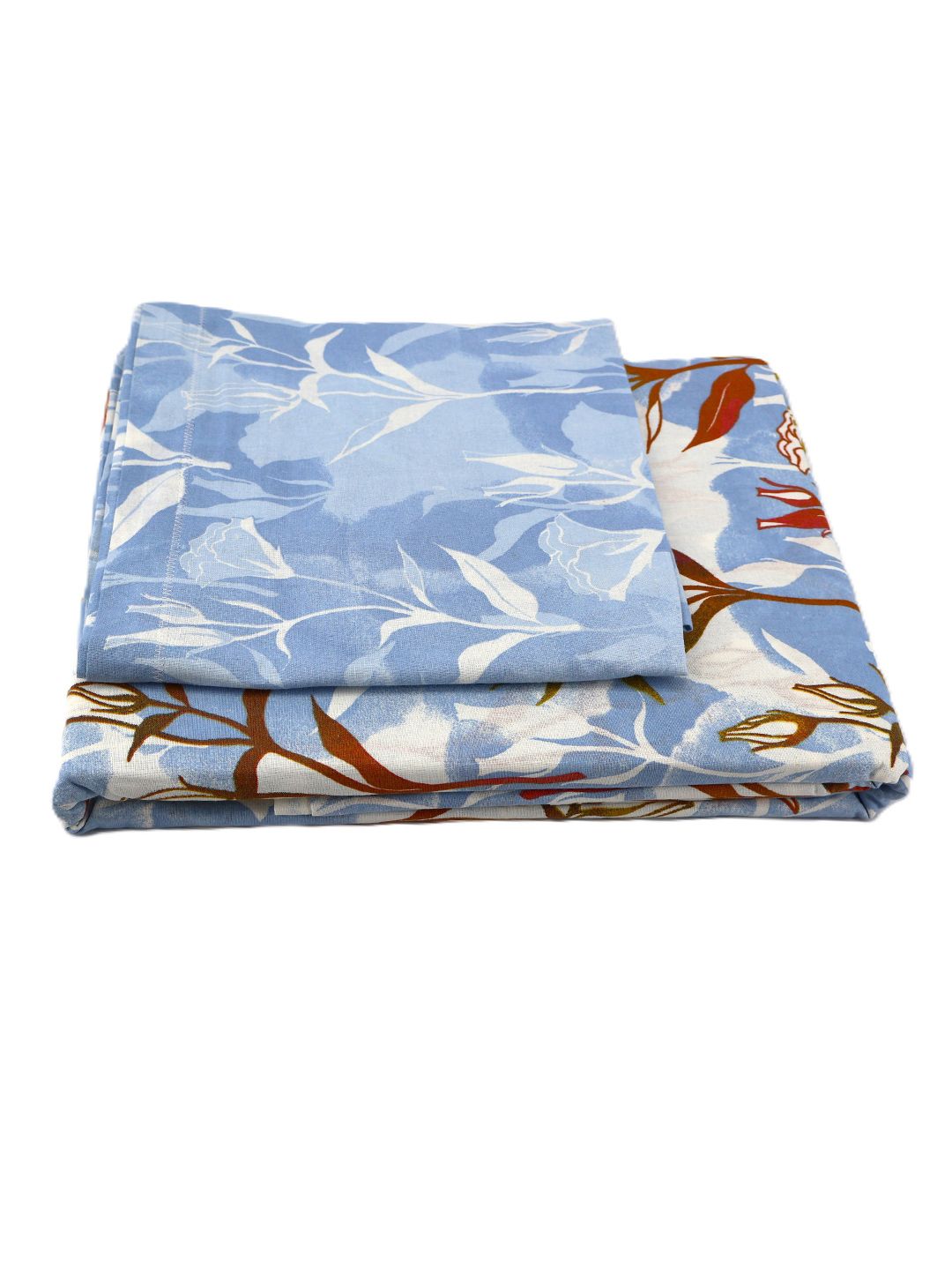 BOMBAY DYEING Blumen Blue Floral 104 TC Cotton Queen Bedsheet Set-2.24 m X 2.54 m