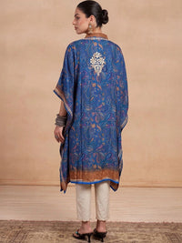 Rumah Wanita Chikankari Paisley Sulam Benang Kerja Crepe Kaftan Kurta