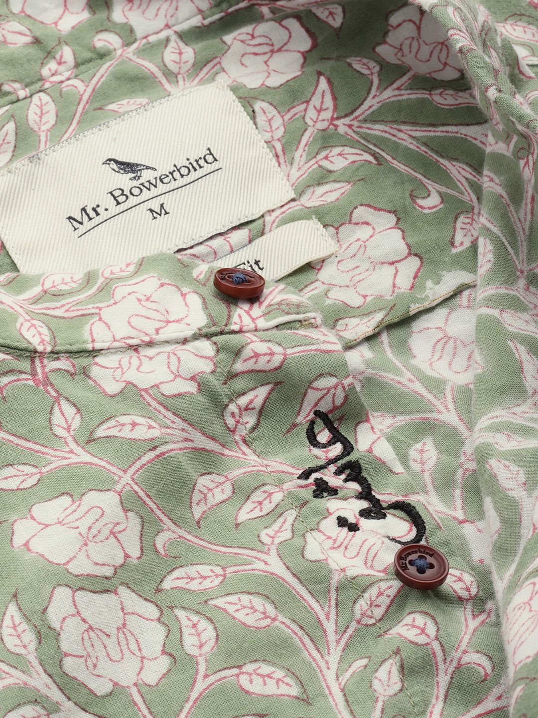 Mr Bowerbird Men Green & White Gul Summer Tailored Fit Casual Shirt