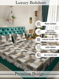 Myntra Elegant Homes Multicoloured Geometric 400 TC King Bedsheet with 2 Pillow Covers