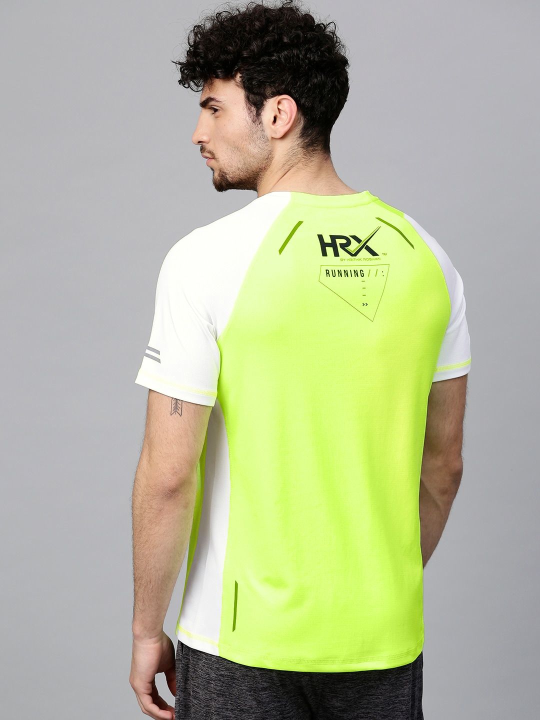 HRX by Hrithik Roshan Men Fluorescent Green Running T-shirt With Raglan Sleeves