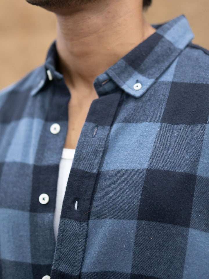 Powerlook Men Buffalo Checked Button-Down Collar Casual Shirt