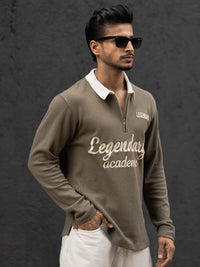 Powerlook Men Textured Typography Printed Polo Collar T-shirt