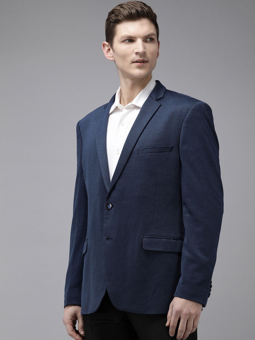Park Avenue Super Slim Fit Self Design Single-Breasted Formal Blazers