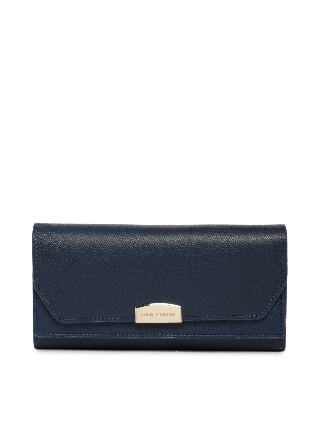 Lino Perros Women Blue Solid Three Fold Wallet