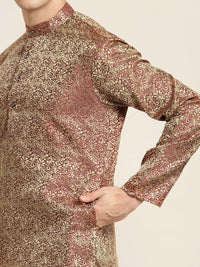 SOJANYA Band Collar Ethnic Motifs Woven Design Kurta
