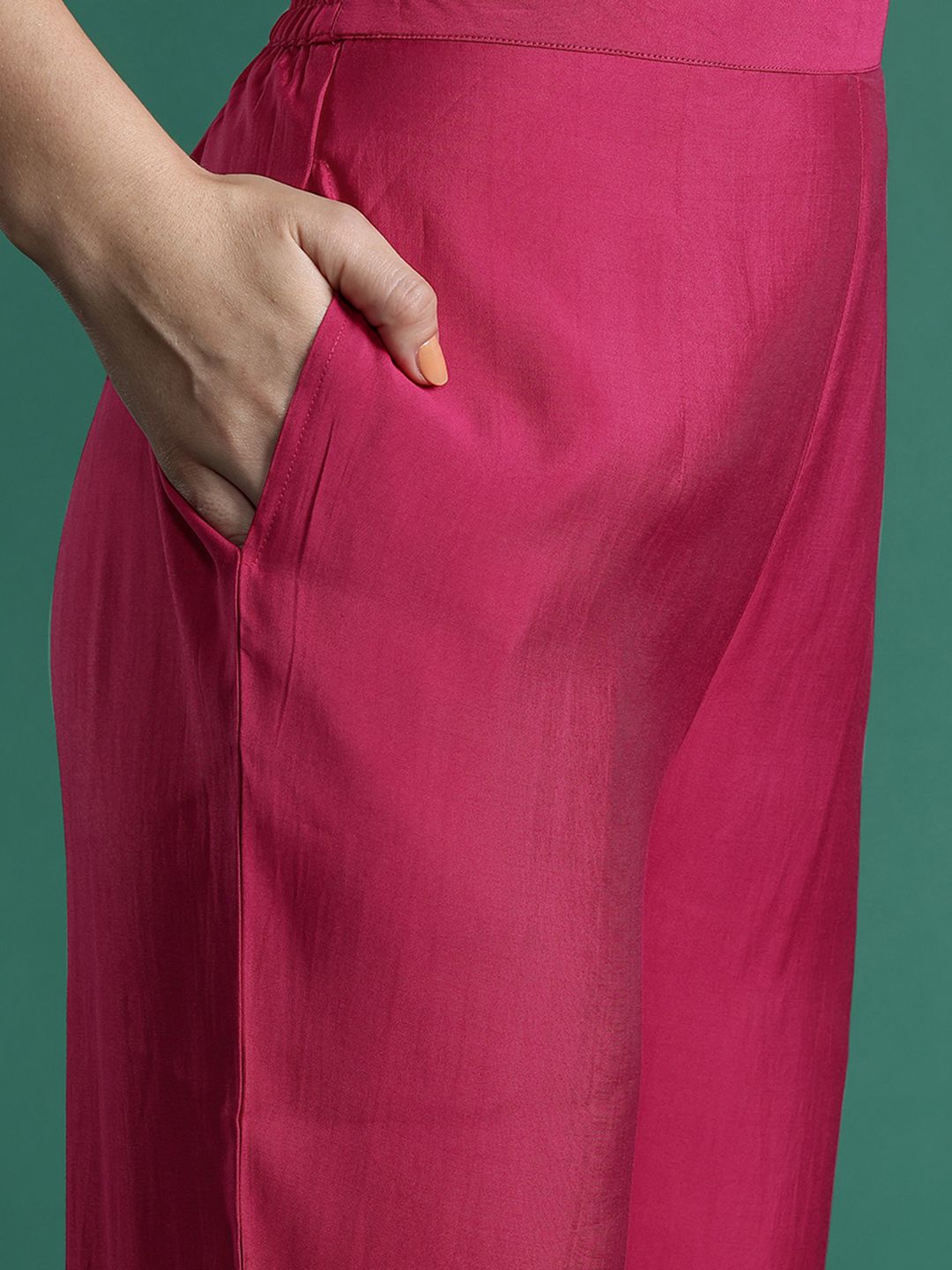 Indo Era Women Ethnic Motifs Embroidered Zari Liva Kurta With Trousers & Dupatta