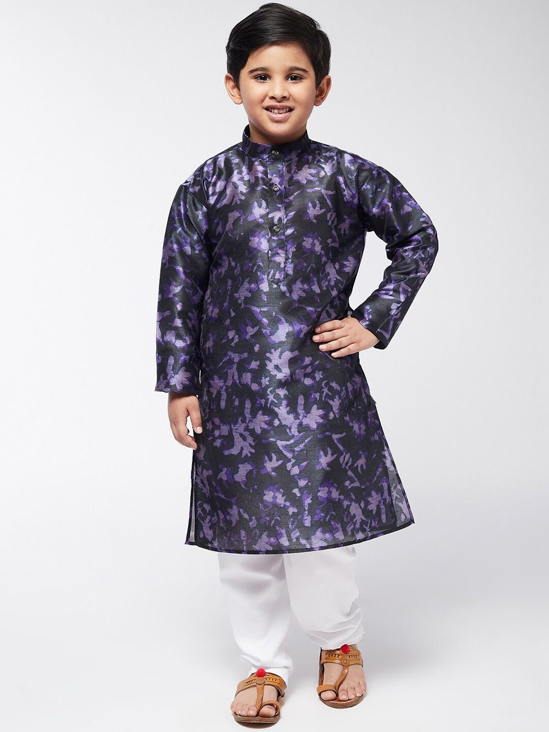 SOJANYA Boys Navy Blue Printed Kurta