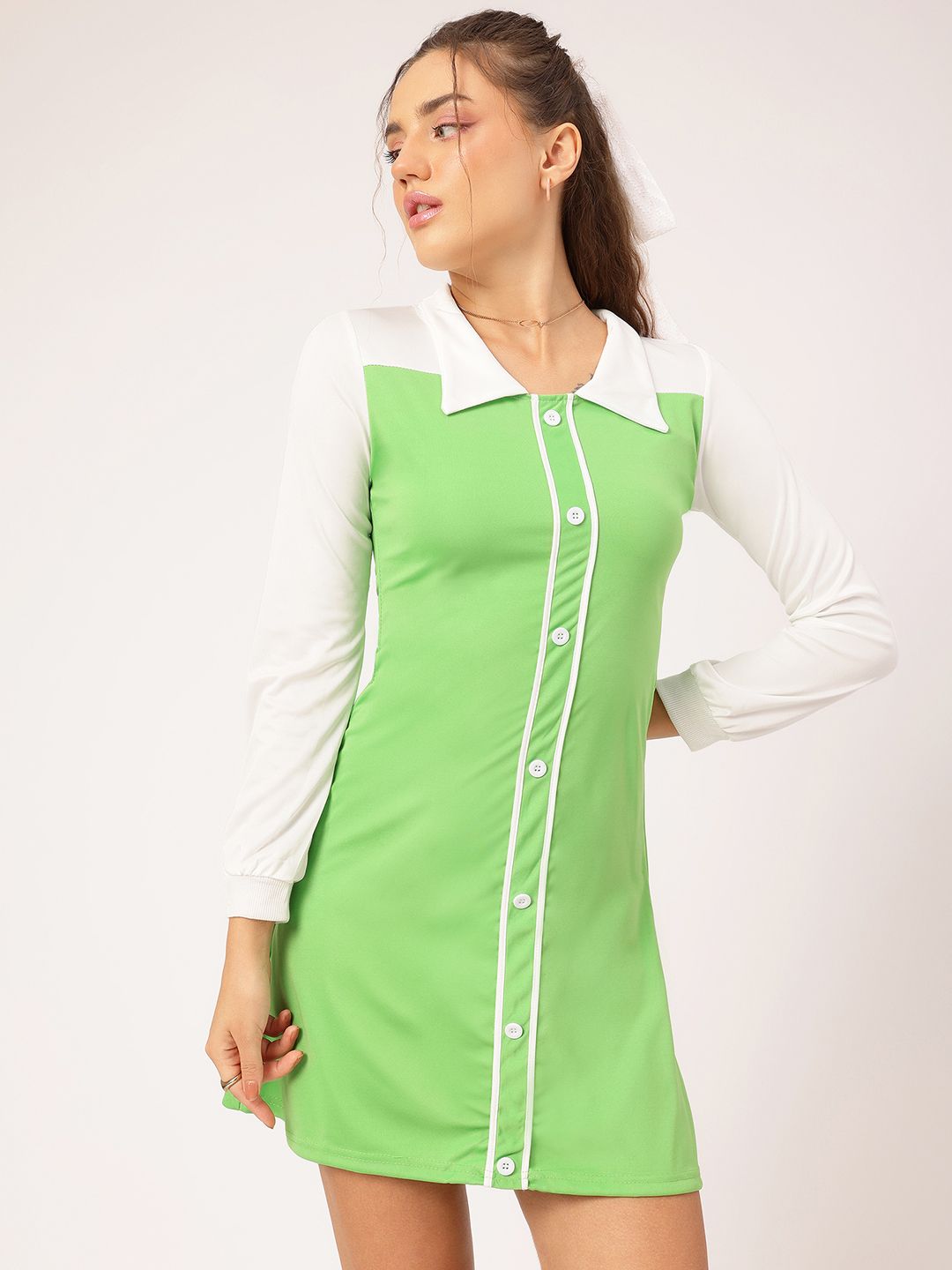 DressBerry Chic & Cheery Colourblocked Sheath Mini Dress