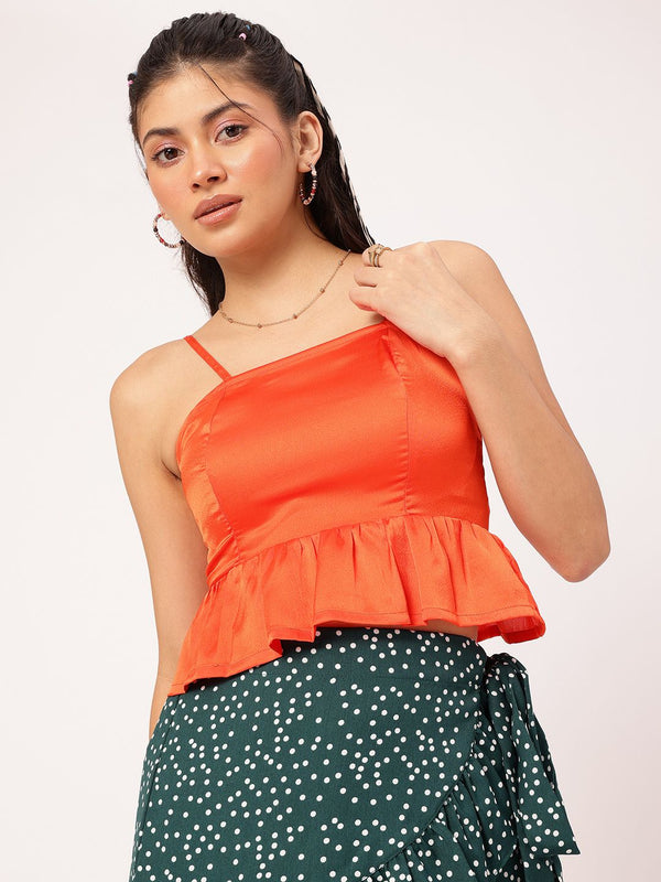 DressBerry Glossed Up Smocked Satin A-Line Top