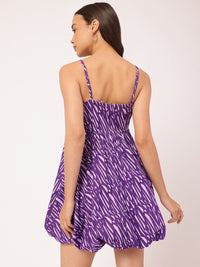 DressBerry Gorgeous & Gleeful Shoulder Straps Printed Mini Balloon Dress
