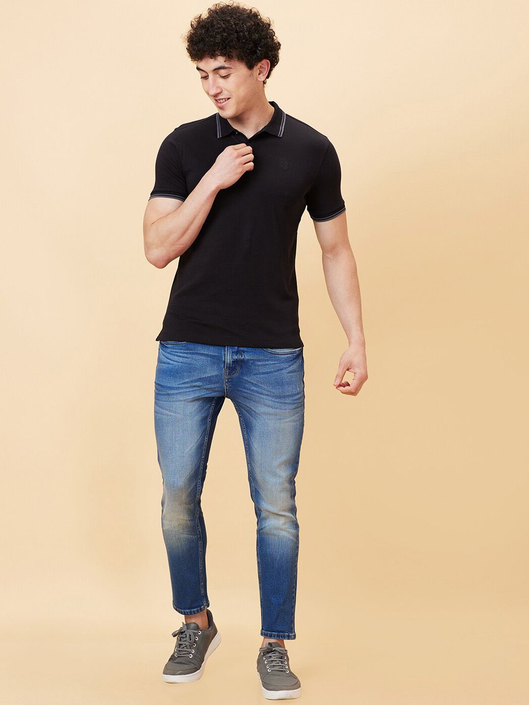 Being Human Men Mid Rise Clean Look Heavy Fade Cropped Jeans