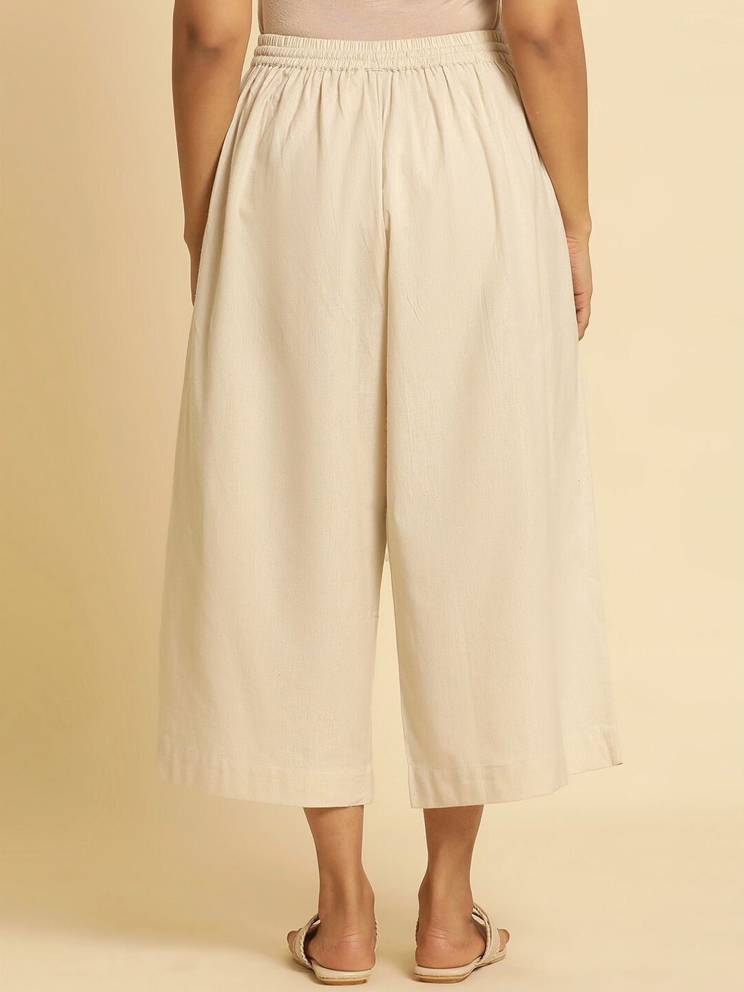 W Women Straight Fit Cropped Ethnic Culottes Trousers