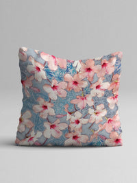 STITCHNEST Pink & Blue Set of 2 Floral Square Cushion Covers